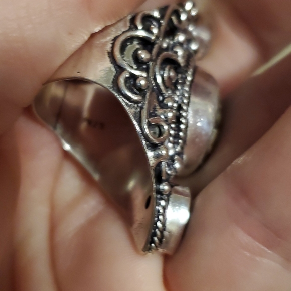 New Turtella Agate Fossil & Smoky Quartz 925 Silver Statement Ring. - Picture 13 of 13